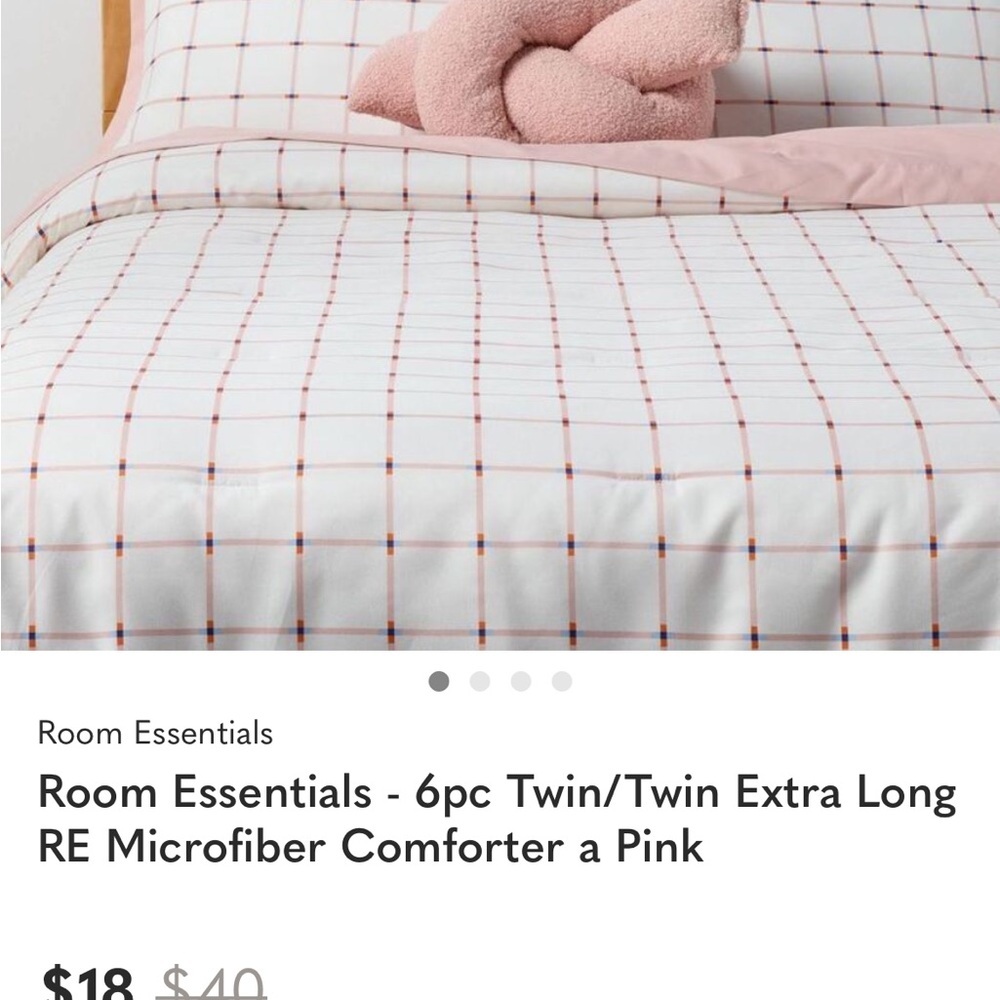 Room Essentials Plaid Microfiber Comforter Set - Cream and Orange - Picture 9 of 11